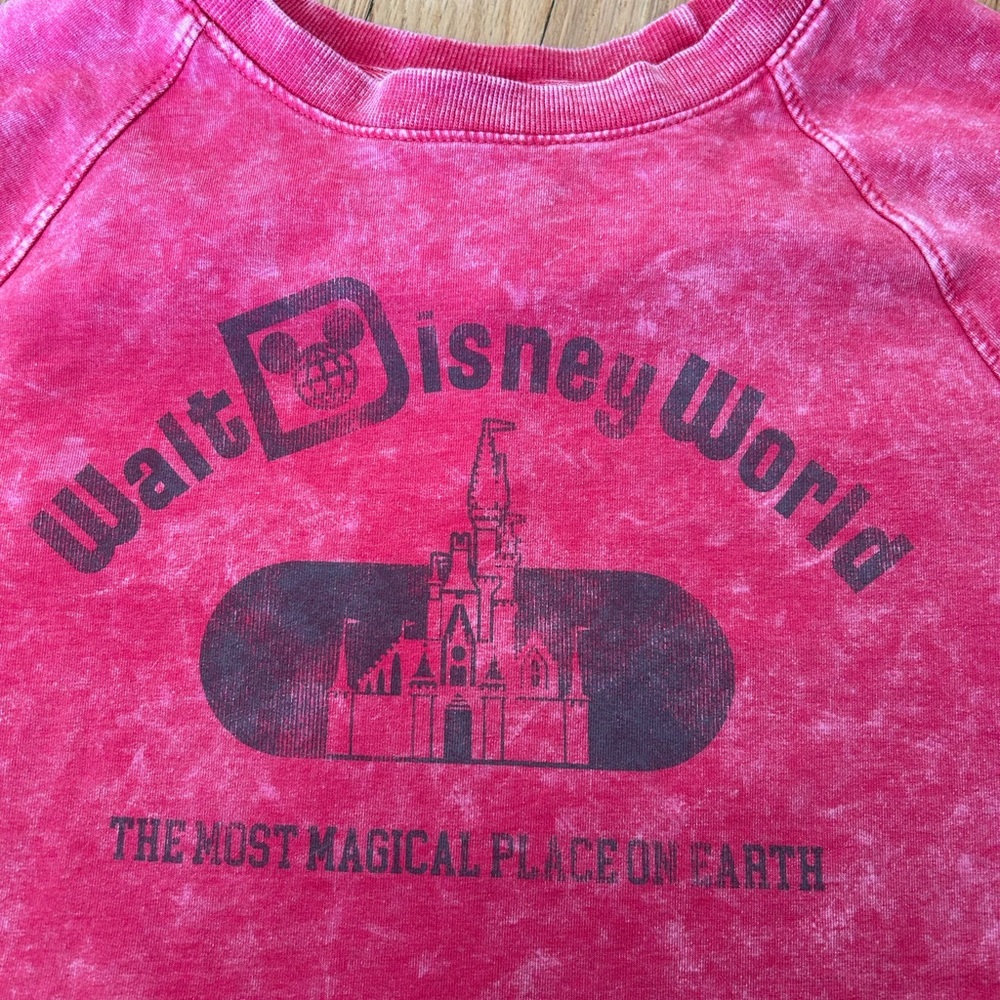 Walt Disney World Women’s Pink Long Sleeve Distressed Scoop Neck Tee Medium - Picture 3 of 11